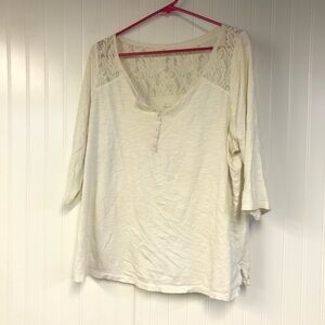 Lane Bryant Women's Cream Lace Detail Top 3/4 Sleeve 18/20